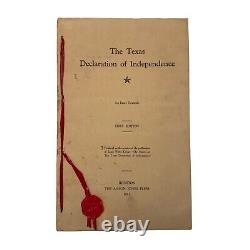 1943 Texas Declaration of Independence Facsimile by Louis Wiltz Kemp #348 Signed