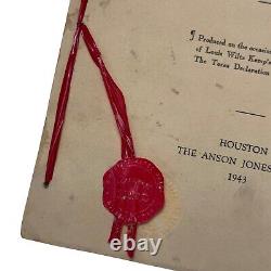 1943 Texas Declaration of Independence Facsimile by Louis Wiltz Kemp #348 Signed