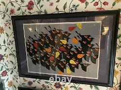 1974 Charley Harper Signed, Limited Edition Serigraph Birds Of A Feather
