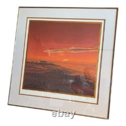 1980 Signed C. Johnson Sunscape Sunset Beach Scene Limited Edition Print