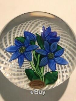 1982 Saint Louis France Blue Flower Trellis Paperweight Ltd Ed 8/150 with Cert