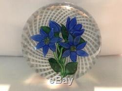 1982 Saint Louis France Blue Flower Trellis Paperweight Ltd Ed 8/150 with Cert