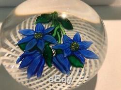 1982 Saint Louis France Blue Flower Trellis Paperweight Ltd Ed 8/150 with Cert