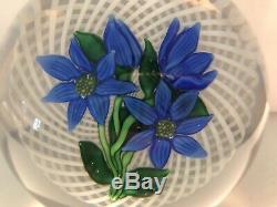 1982 Saint Louis France Blue Flower Trellis Paperweight Ltd Ed 8/150 with Cert