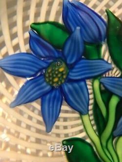 1982 Saint Louis France Blue Flower Trellis Paperweight Ltd Ed 8/150 with Cert