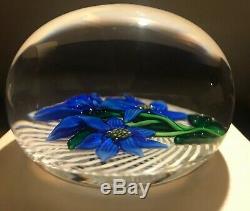 1982 Saint Louis France Blue Flower Trellis Paperweight Ltd Ed 8/150 with Cert