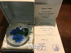 1982 Saint Louis France Blue Flower Trellis Paperweight Ltd Ed 8/150 with Cert