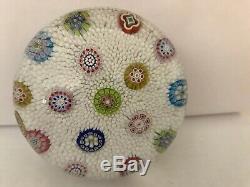 1982 Saint Louis France Scattered Millefiori Paperweight on White Carpet Ground