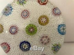 1982 Saint Louis France Scattered Millefiori Paperweight on White Carpet Ground