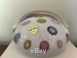 1982 Saint Louis France Scattered Millefiori Paperweight on White Carpet Ground