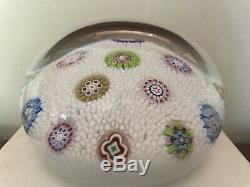 1982 Saint Louis France Scattered Millefiori Paperweight on White Carpet Ground