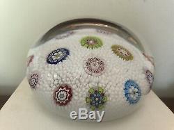 1982 Saint Louis France Scattered Millefiori Paperweight on White Carpet Ground