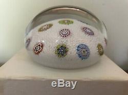 1982 Saint Louis France Scattered Millefiori Paperweight on White Carpet Ground