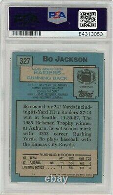 1988 Topps #327 Bo Jackson Autographed RC PSA GEM MT 10 LIMITED EDITION