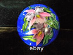 1999 Limited Edition Steven Lundberg Signed Art Glass Paperweight Orchid #23/25