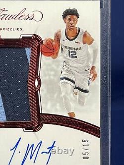 19-20 Flawless Basketball Ja Morant True Rpa Rookie Patch Auto 5/15 Game Worn