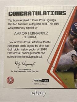2010 Aaron Hernandez Press Pass Authentics Autograph Rookie Card
