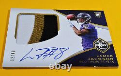 2018 Panini Limited Lamar Jackson Rookie Auto Patch Signature Jersey Signed #/49