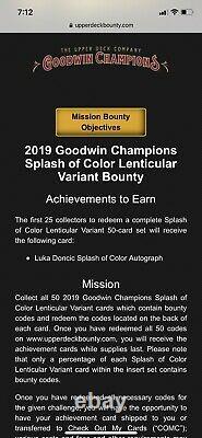 2019 Goodwin Champions Luka Doncic Splash Of Color Lenticular Bounty Auto. RARE