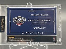 2020-21 Panini Impeccable Basketball Zion Williamson 14/35 Impeccable Stats Auto