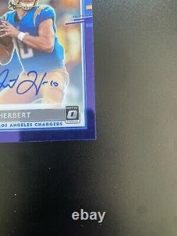 2020 Optic Football Justin Herbert #153 Rookie SP Purple Stars On Card Auto /50