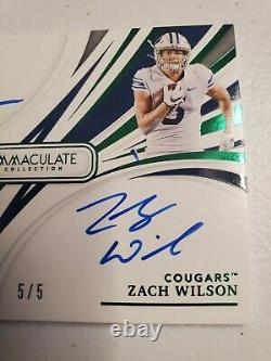 2021 Immaculate Zach Wilson Dual On Card Auto #d 5/5! NY Jets Dax Milne