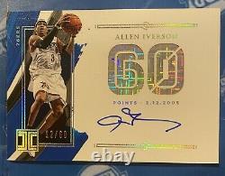 2021 Panini Impeccable Allen Iverson 60 Points On Card Auto /60 SP Sixers