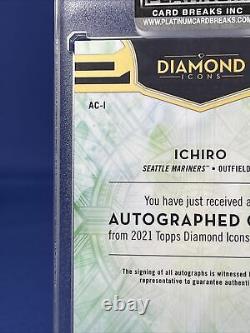 2021 Topps Diamond Icons Baseball Ichiro 10/10 Purple And Gold Auto