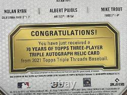 2021 Topps Triple Threads Baseball 4/9 Triple Relic Autos Mike Trout-Pujols-Ryan