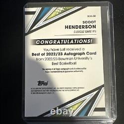 2022-23 Bowman University Best Scoot Henderson RC Auto personal inscribed #1