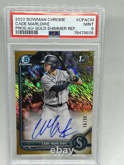 2022 Bowman Chrome Auto Cade Marlowe Gold Shimmer Refractor /50 Mariners PSA 9