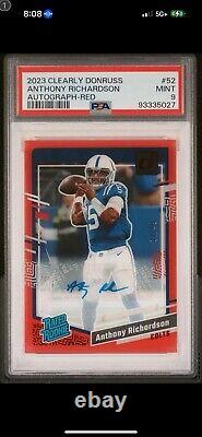 2023 Donruss Clearly Anthony Richardson Auto /49 PSA. 9