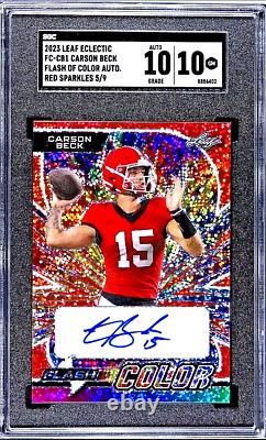 2023 Leaf Color Flash #/9 Carson Beck Red Sparkle Autograph 10 Gem Mint POP 1