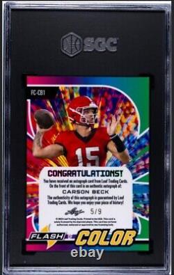 2023 Leaf Color Flash #/9 Carson Beck Red Sparkle Autograph 10 Gem Mint POP 1
