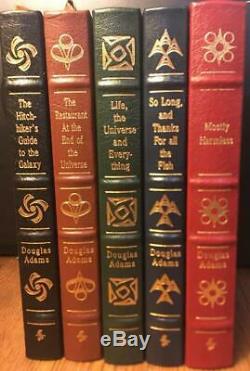 5 Hitchhiker's Guide To The Galaxy Lot Easton Press Douglas Adams Lot 1 signed