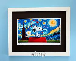 AIDAN FLUX Hand Signed Original Print Framed Ltd. Ed. Of 100 COA Snoopy