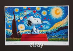 AIDAN FLUX Hand Signed Original Print Framed Ltd. Ed. Of 100 COA Snoopy