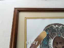 American Indian Turtle Shield Limited Edition Etching Print, Signed, Framed