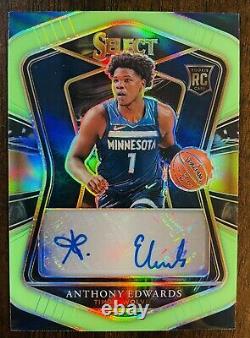 Anthony Edwards 2020-21 Select Rookie RC Auto Neon Green Prizm SSP 52/99! CLEAN