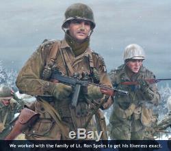 Band of Brothers Print depicting Ron Speirs & autographed by 14 Bastogne vets
