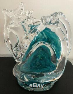 Beautiful David Wight Tsunami Wave Art Glass Sculpture Signed 2011 9×7×8