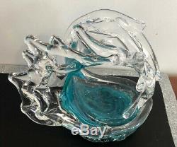 Beautiful David Wight Tsunami Wave Art Glass Sculpture Signed 2011 9×7×8