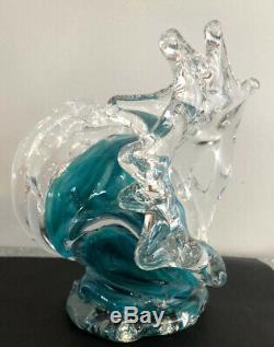 Beautiful David Wight Tsunami Wave Art Glass Sculpture Signed 2011 9×7×8