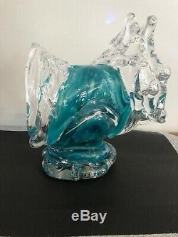 Beautiful David Wight Tsunami Wave Art Glass Sculpture Signed 2011 9×7×8