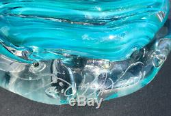 Beautiful David Wight Tsunami Wave Art Glass Sculpture Signed 2011 9×7×8