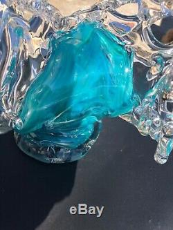 Beautiful David Wight Tsunami Wave Art Glass Sculpture Signed 2011 9×7×8