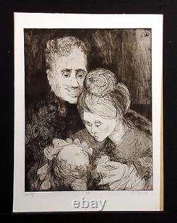 Bill Ellingson Family #1 Hand Signed Limited Edition Art Etching b&w 1966 OBO