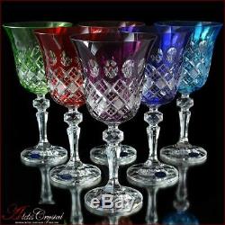 Bohemian Crystal Wine Glasses 20 cm, 220 ml, Memfis 6 pc New