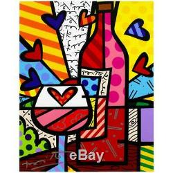 Britto Food & Wine Hand Signed Limited Edition Giclee on Canvas COA