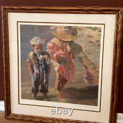 C. W. Mundy Beach Watch Impressionism Limited Edition Hand Signed Custom Framed